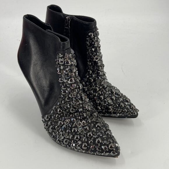 Vera Wang black beacon stiletto heel ankle boots - Picture 1 of 8